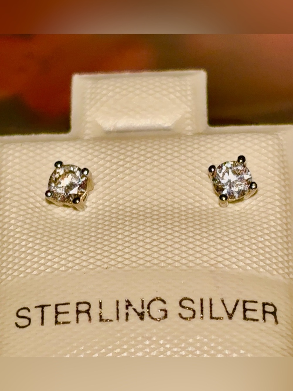 Classic Sterling Silver Clear Moissanite - studs mini
